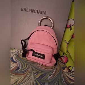 Balenciaga Pink Mini Backpack Keyring NWT